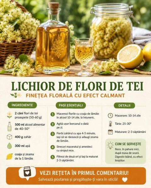 Lichior de flori de tei, parfumul auriu care te liniștește seară