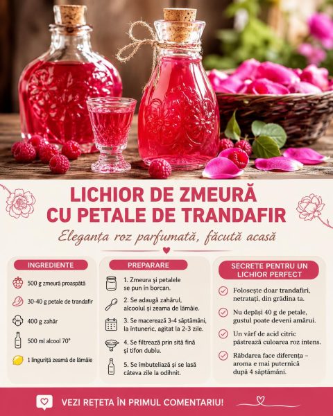Lichior de zmeură cu petale de trandafir, un parfum roz care îți cucerește oaspeții