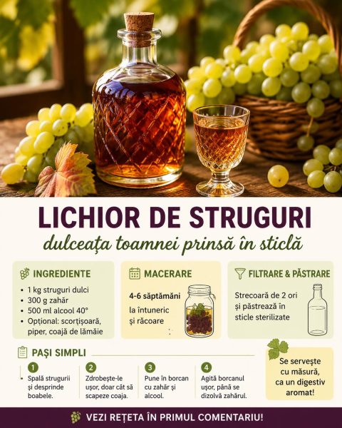 Lichior de struguri, dulceața toamnei prinsă într-o sticlă. Uite cât e de simplu!