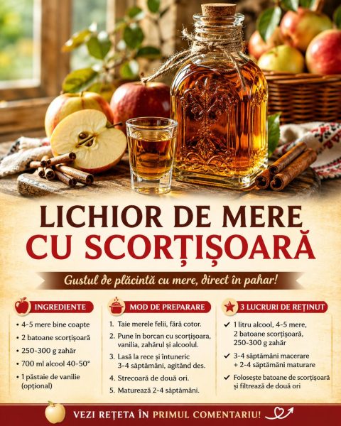 Lichior de mere cu scorțișoară. Gustul de plăcintă cu mere, direct în pahar!