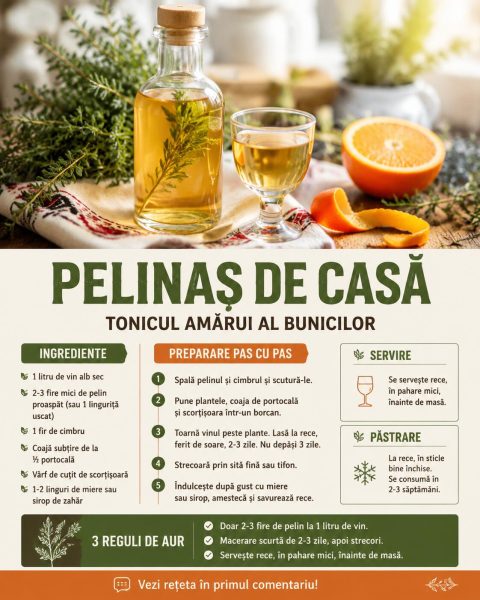 Pelinaș de casă, tonicul amărui al bunicilor. Iată cum îl prepari corect!
