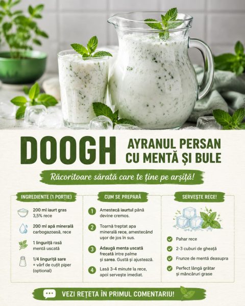 Doogh, ayranul persan cu mentă și bule. O răcoritoare sărată care te ține pe arșiță