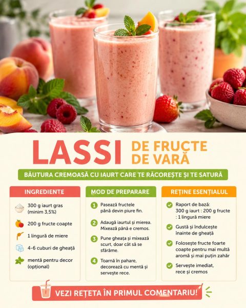 Lassi de fructe de vară, băutura cremoasă cu iaurt care te răcorește și te satură deodată
