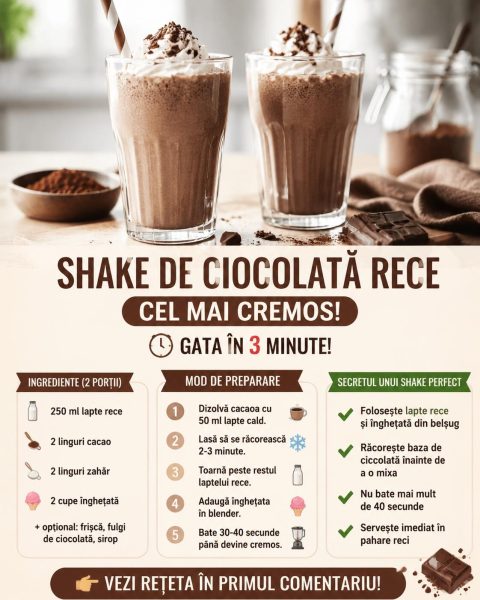 Cel mai cremos shake de ciocolată rece îl faci acasă în 3 minute. Iată secretul!