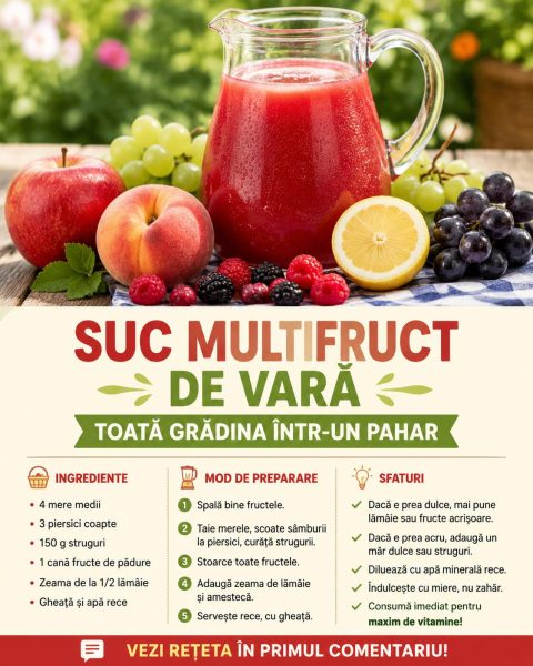 Suc multifruct de vară, toată grădina într-un pahar. Iată cum îl faci!