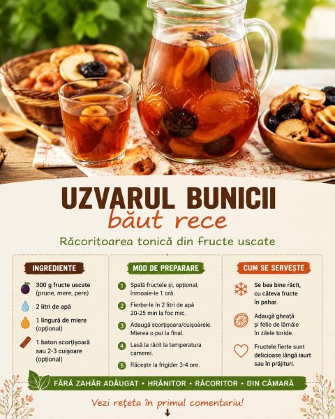 Uzvarul bunicii, băut rece. Răcoritoarea tonică din fructe uscate pe care am uitat-o