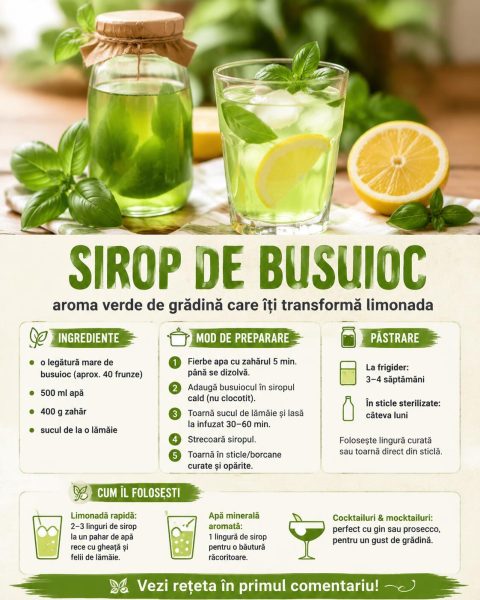 Sirop de busuioc, aroma verde de grădină care îți transformă limonada. Uite cât e de simplu!