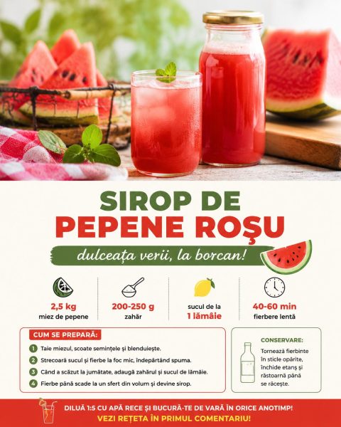 Sirop de pepene roșu, dulceața verii pe care o pui la borcan. Iată cum se face!