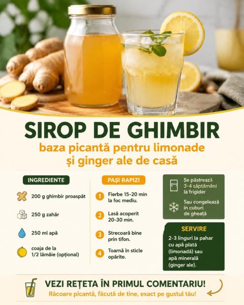 Sirop de ghimbir de casă, baza picantă pentru limonade și ginger ale oricând