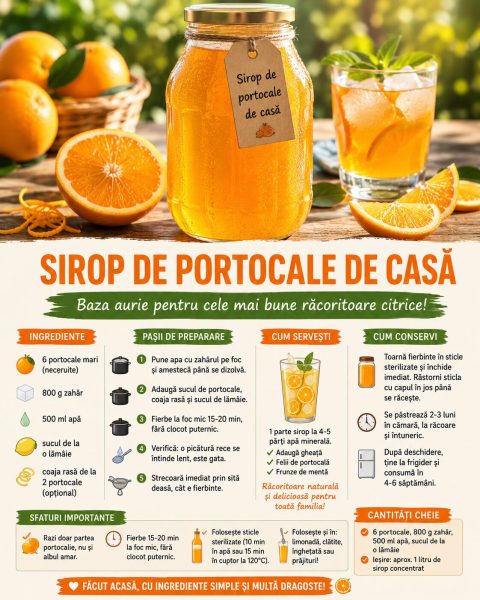Sirop de portocale de casă. Baza aurie pentru cele mai bune răcoritoare citrice!