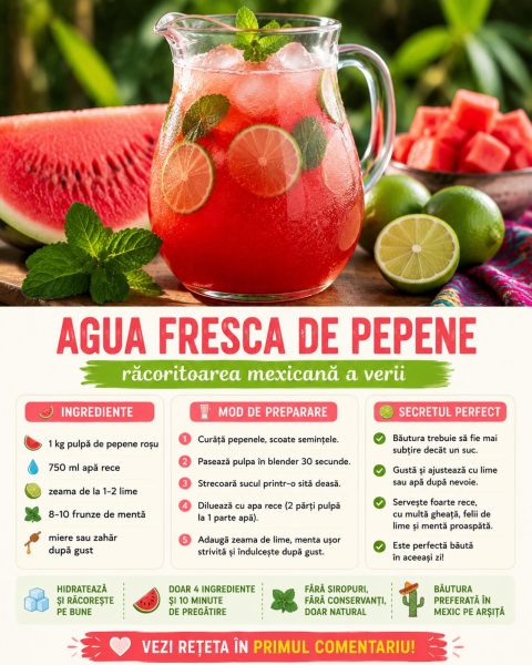 Agua fresca de pepene, răcoritoarea mexicană care îți salvează zilele de caniculă