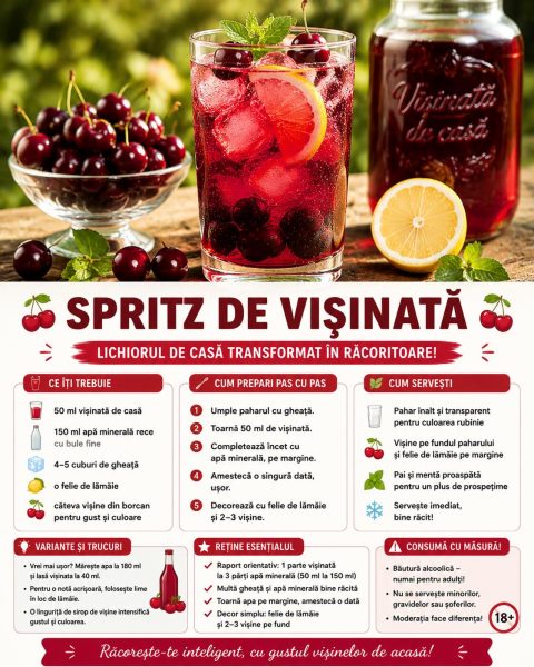 Ai vișinată de casă? Iată cum o transformi într-un spritz rubiniu, ușor și răcoritor!