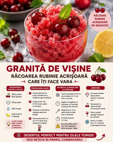 Granită de vișine, răcoarea rubinie acrișoară care îți face vara