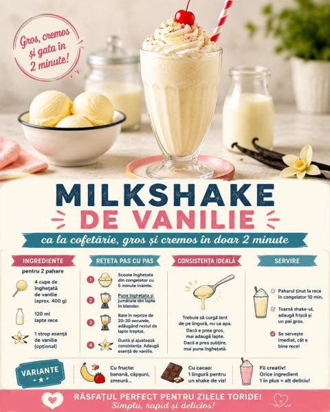 Milkshake de vanilie ca la cofetărie, gros și cremos în doar 2 minute