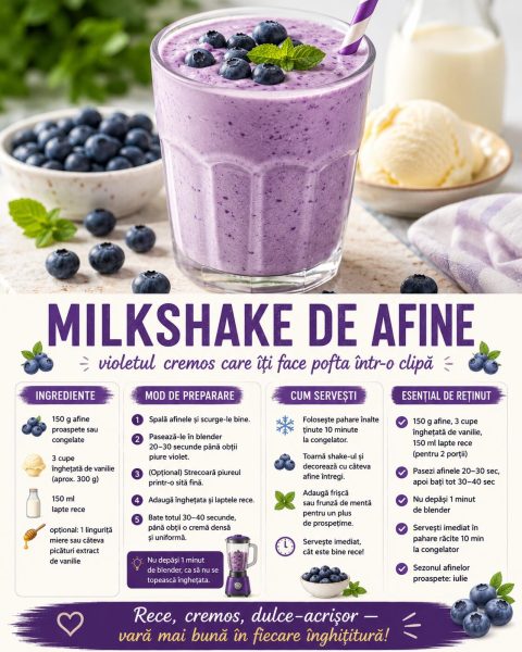 Milkshake de afine, violetul cremos care îți face pofta într-o clipă