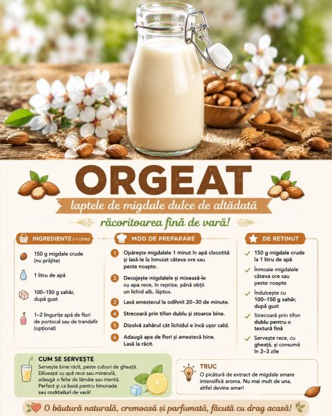 Orgeat, laptele de migdale dulce de altădată. Iată cum prepari răcoritoarea fină de vară!