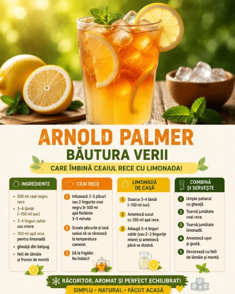 Arnold Palmer, băutura verii care îmbină ceaiul rece cu limonada. Iată rețeta perfectă!