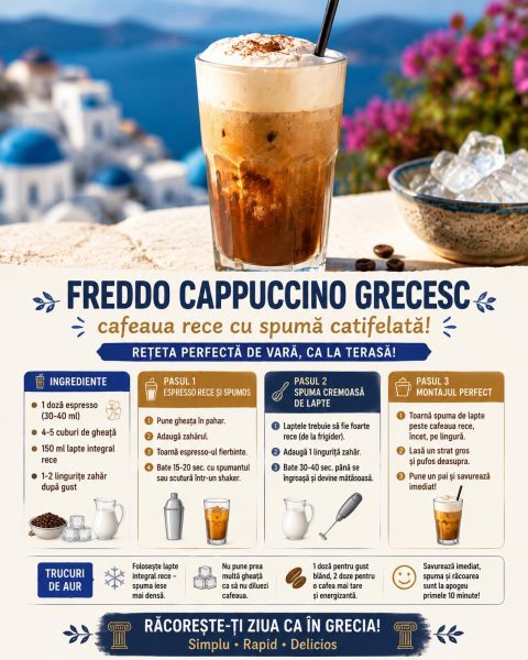 Freddo cappuccino grecesc, cafeaua rece cu spumă catifelată. Iată cum o faci acasă!
