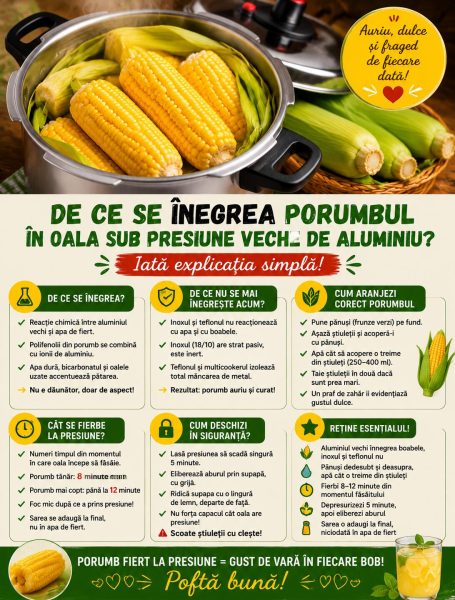 De ce se înnegrea porumbul în oala sub presiune veche de aluminiu. Iată explicația simplă!