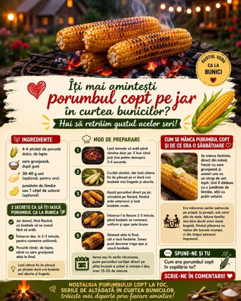 Îți mai amintești porumbul copt pe jar în curtea bunicilor? Hai să retrăim gustul acelor seri!