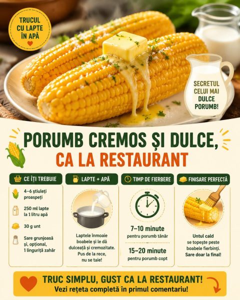 Trucul cu lapte în apă: porumb cremos și dulce, ca la restaurant