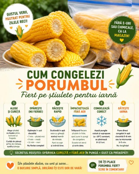 Cum congelezi porumbul fiert pe știulete pentru iarnă