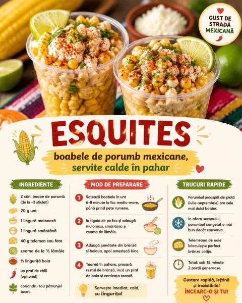 Esquites: boabele de porumb mexicane, servite calde în pahar