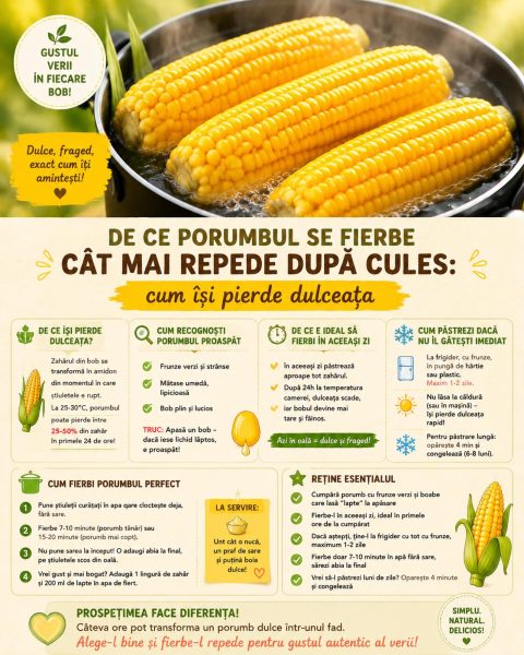 De ce porumbul se fierbe cât mai repede după cules: cum își pierde dulceața