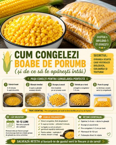 Cum congelezi boabe de porumb (și de ce să le opărești întâi)