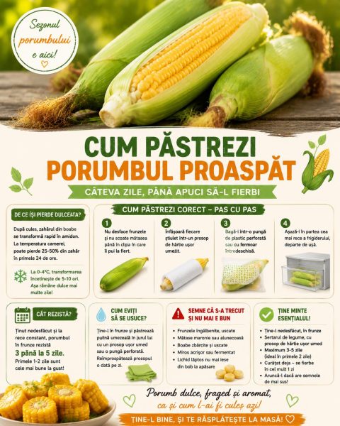 Cum păstrezi porumbul proaspăt câteva zile, până apuci să-l fierbi