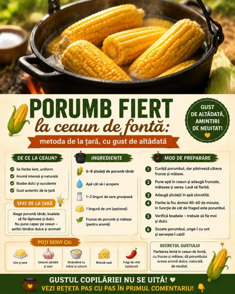 Porumb fiert la ceaun de fontă: metoda de la țară, cu gust de altădată