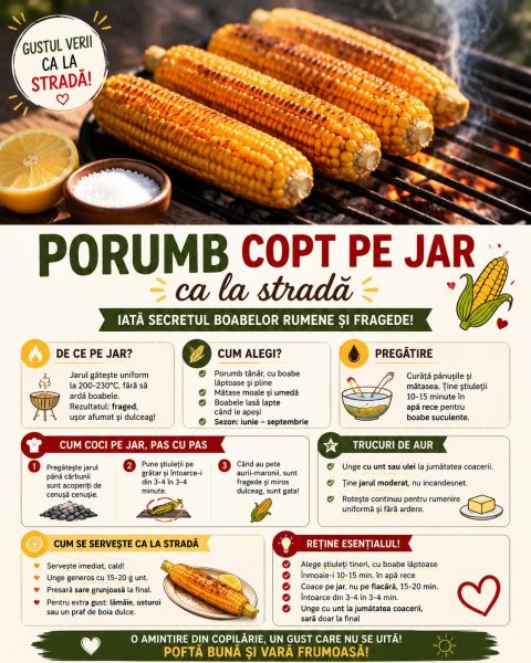 Porumb copt pe jar ca la stradă. Iată secretul boabelor rumene și fragede!