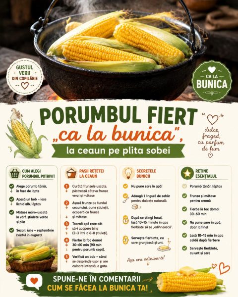 Porumbul fiert „ca la bunica”, la ceaun pe plita sobei