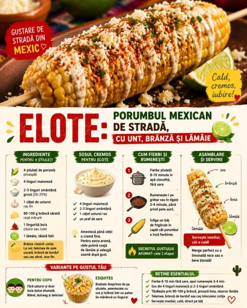 Elote: porumbul mexican de stradă, cu unt, brânză și lămâie