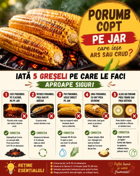 Porumb copt pe jar care iese ars sau crud? Iată 5 greșeli pe care le faci aproape sigur!