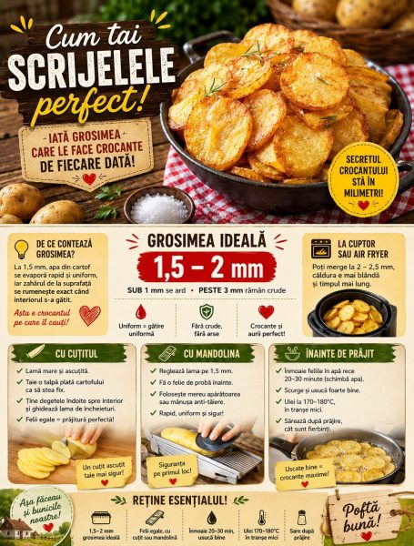 Cum tai scrijelele perfect. Iată grosimea care le face crocante de fiecare dată!
