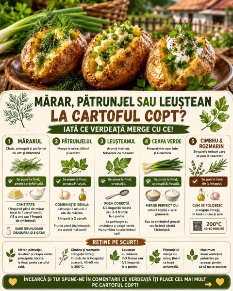 Mărar, pătrunjel sau leuștean la cartoful copt? Iată ce verdeață merge cu ce!