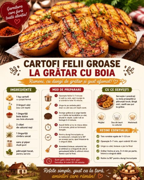 Cartofi felii groase la grătar cu boia. Iată cum prind dungi rumene și gust afumat!