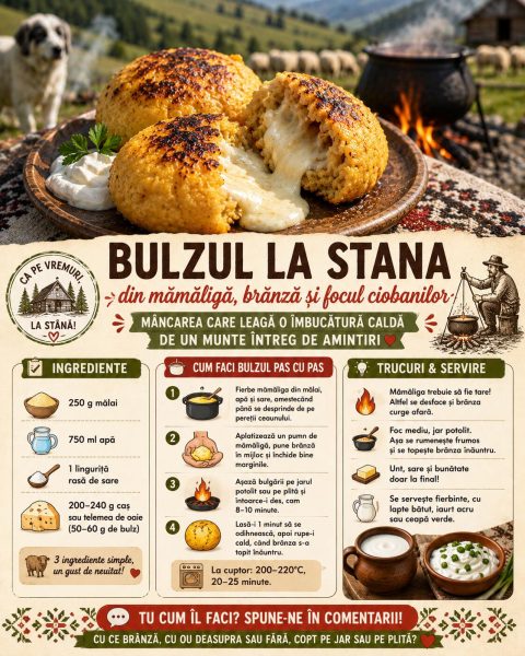 Așa s-a născut bulzul la stână, din mămăligă, brânză și focul ciobanilor