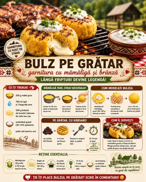 Bulz pe grătar, garnitura cu gust de stână care bate orice mămăligă simplă
