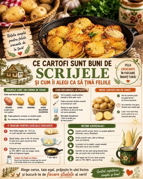 Ce cartofi sunt buni de scrijele și cum îi alegi ca să țină feliile