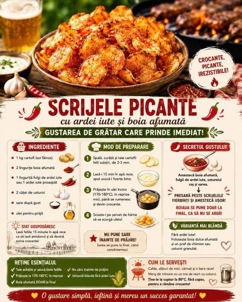 Scrijele picante cu ardei iute și boia afumată. Gustarea de grătar care prinde imediat!