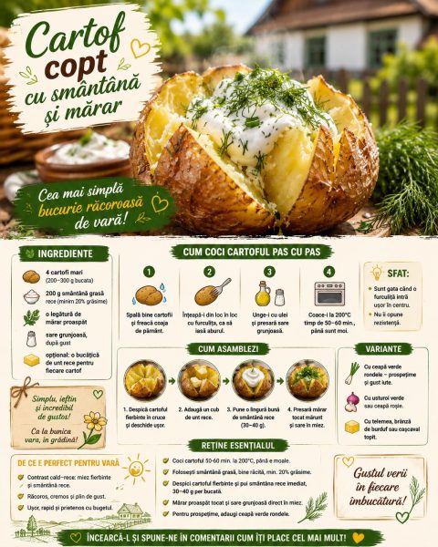 Cartof copt cu smântână și mărar. Cea mai simplă bucurie răcoroasă de vară!