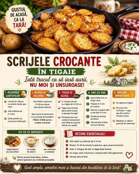 Scrijele crocante în tigaie. Iată trucul ca să iasă aurii, nu moi și unsuroase!