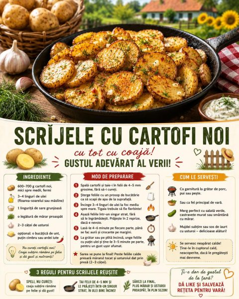 Scrijele cu cartofi noi, cu tot cu coajă. Iată gustul adevărat al verii!