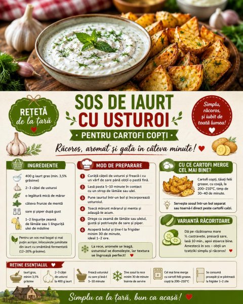 Sos de iaurt cu usturoi pentru cartofi copți. Răcoros, aromat și gata în câteva minute!