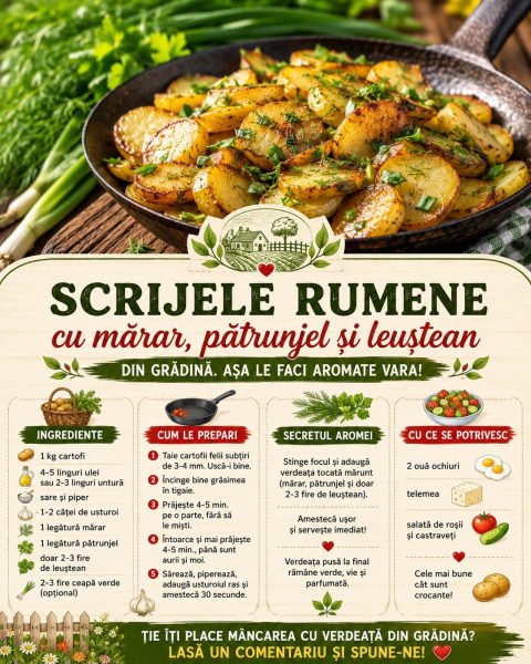 Scrijele rumene cu mărar, pătrunjel și leuștean din grădină. Așa le faci aromate vara!