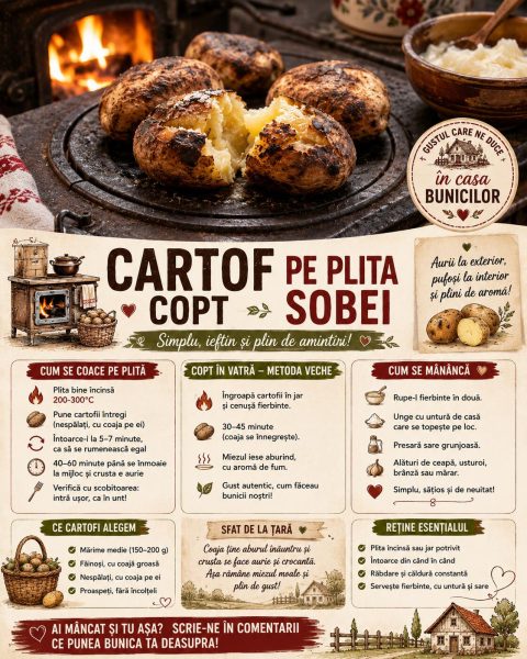 Cartoful copt pe plita sobei, gustul care ne duce direct în casa bunicilor