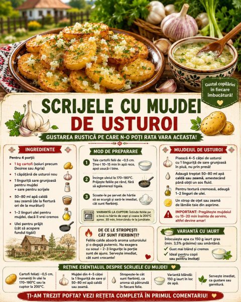 Scrijele cu mujdei de usturoi, gustarea rustică pe care n-o poți rata vara aceasta