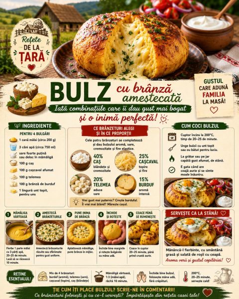 Bulz cu brânză amestecată. Iată combinațiile care îi dau gust mai bogat și o inimă perfectă!